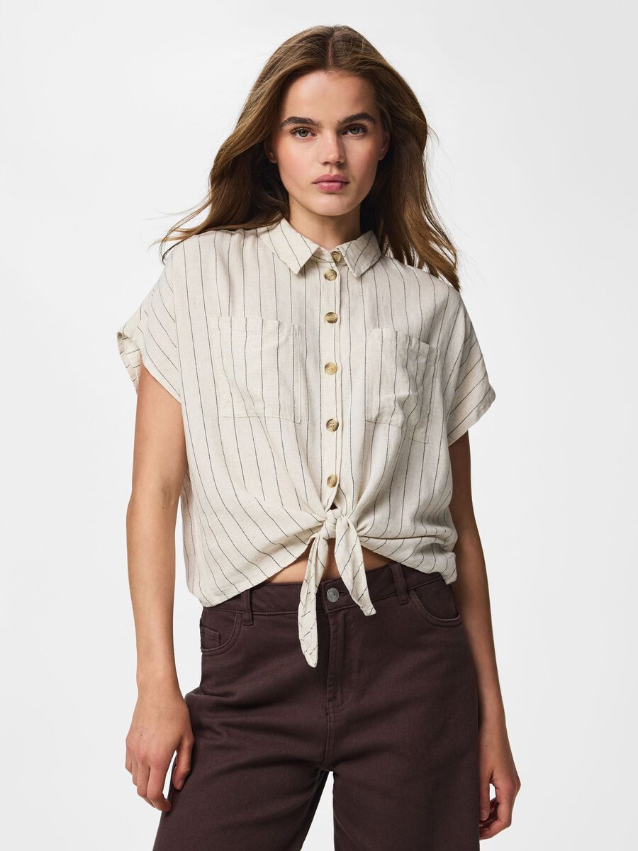 Carousel image - PCPIA LINEN BLEND SHORT SLEEVED SHIRT, Birch | 6
