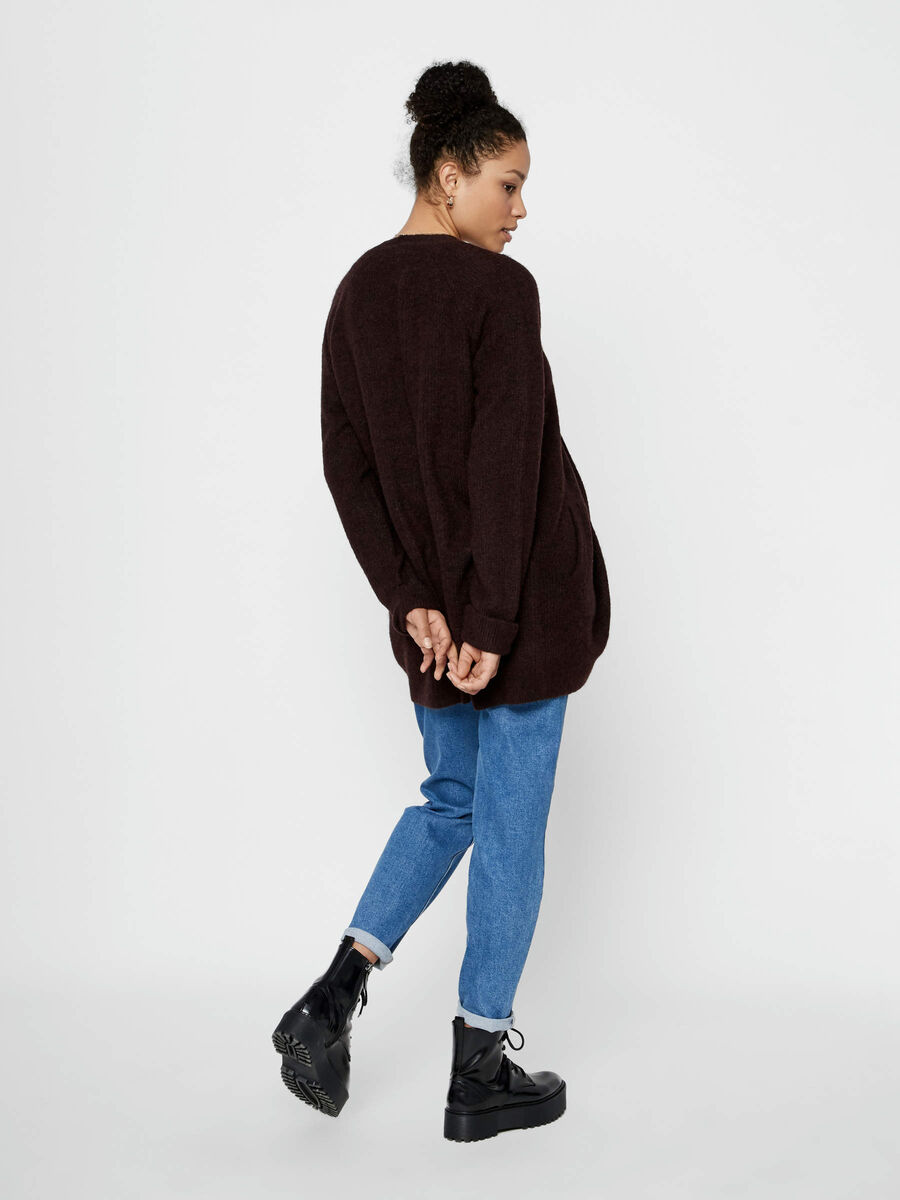 Pieces LONGLINE CARDIGAN, Chocolate Plum, highres - 17098266_ChocolatePlum_004.jpg