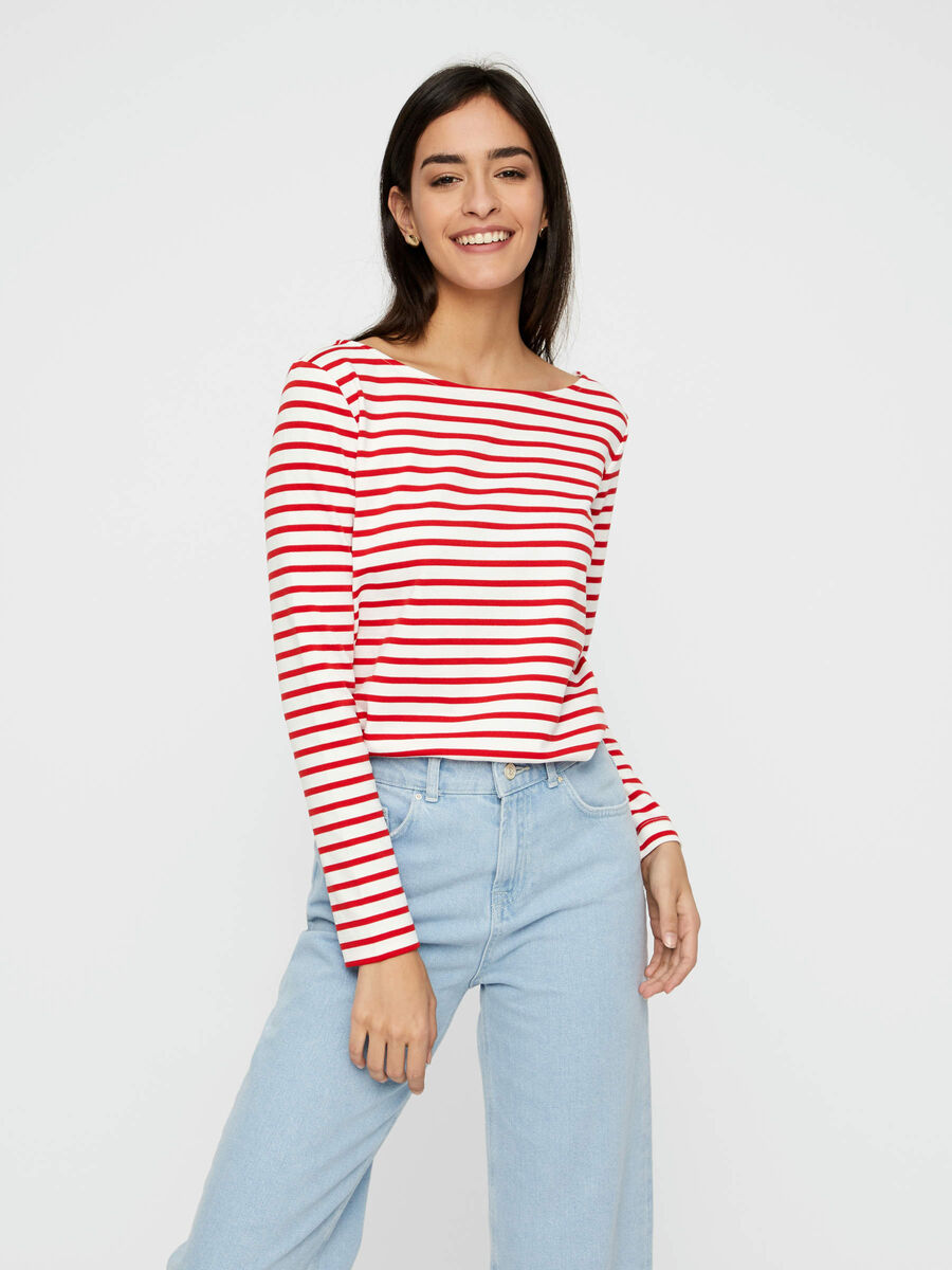Pieces STRIPED LONG SLEEVED BLOUSE, Bright White, highres - 17087007_BrightWhite_676533_003.jpg