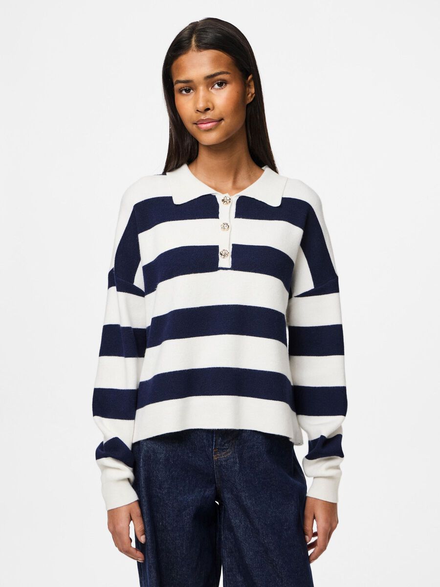 Pieces PCJASSY KNITTED POLO SHIRT, Maritime Blue, highres - 17160422_MaritimeBlue_1215322_003.jpg