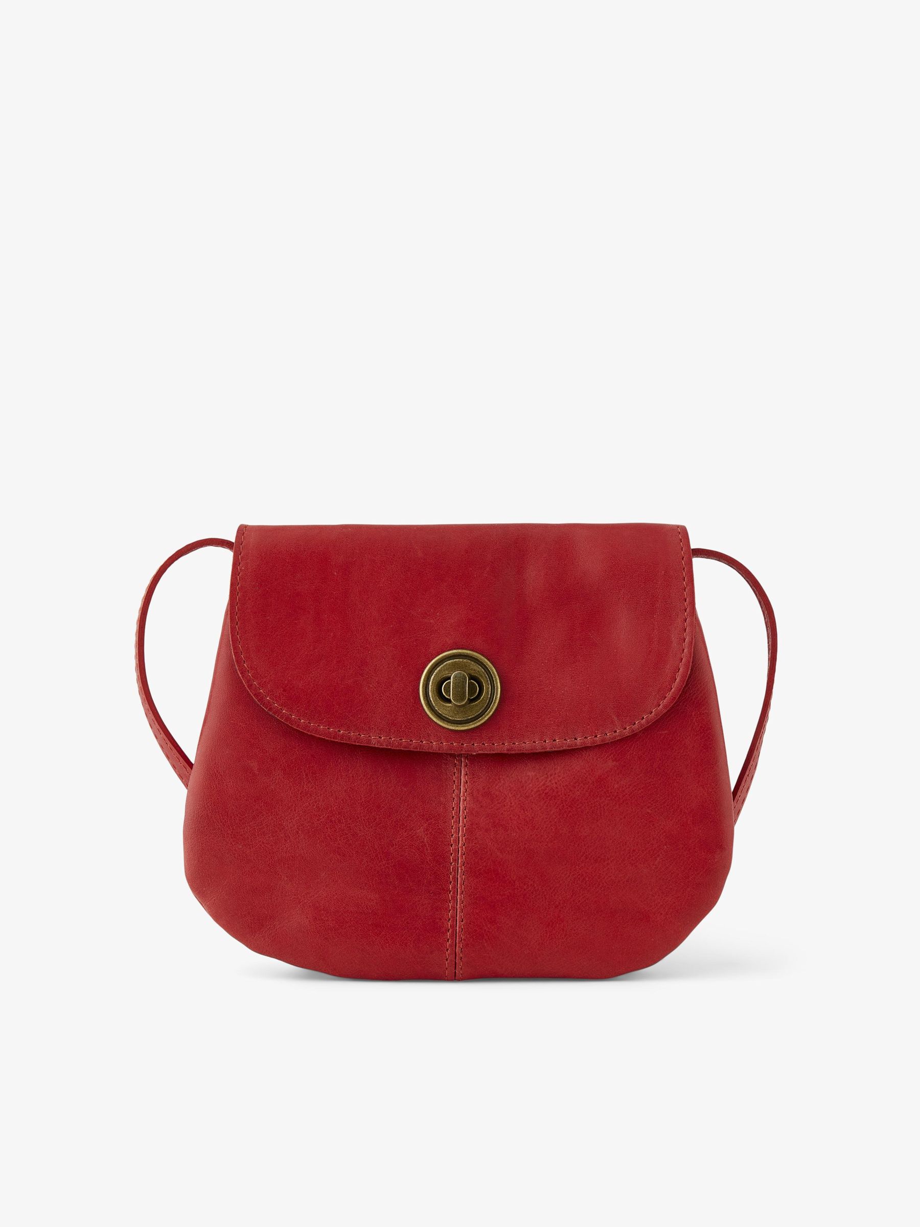LEATHER CROSSBODY BAG Red PIECES Belgium
