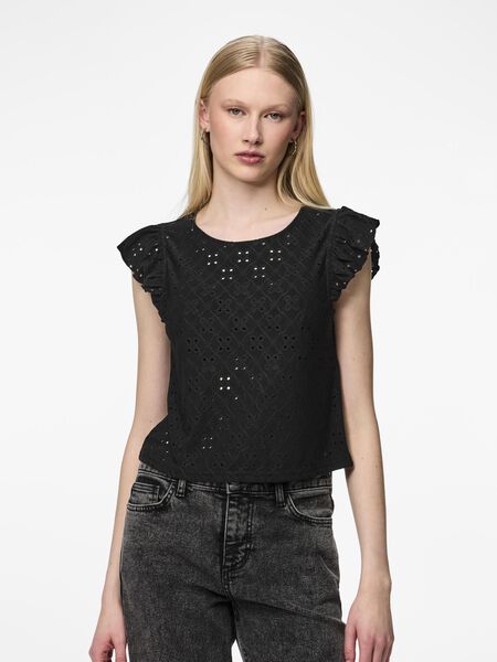 Pieces PCMIMI CAP SLEEVE TOP, Black, highres - 17145521_Black_003.jpg
