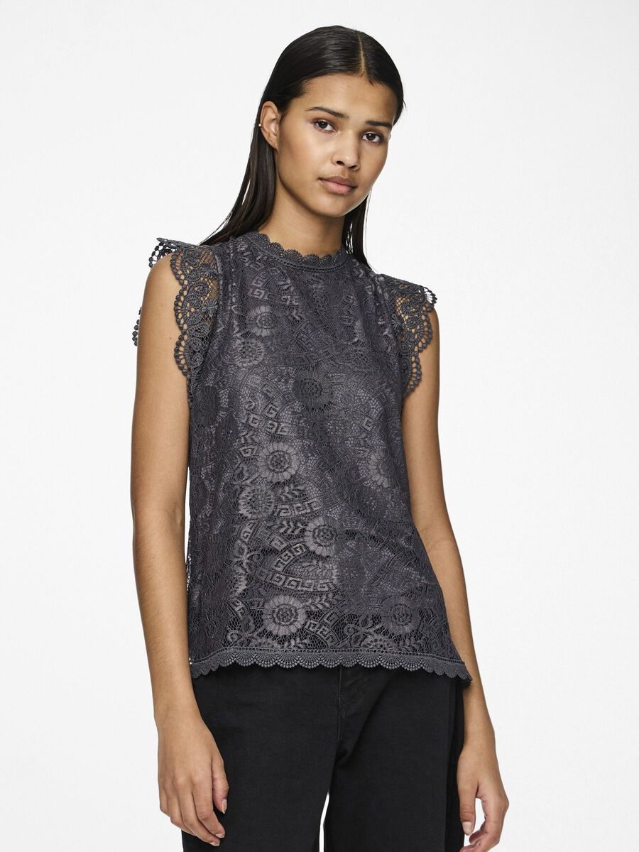Pieces PCOLLINE LACE SLEEVELESS TOP, Magnet, highres - 17120454_Magnet_003.jpg