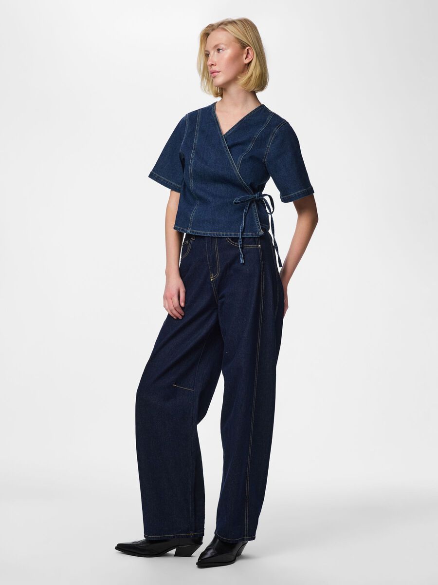 Carousel image - PCFLORA SL&Aring;-OM DENIMSKJORTE, Dark Blue Denim | 3