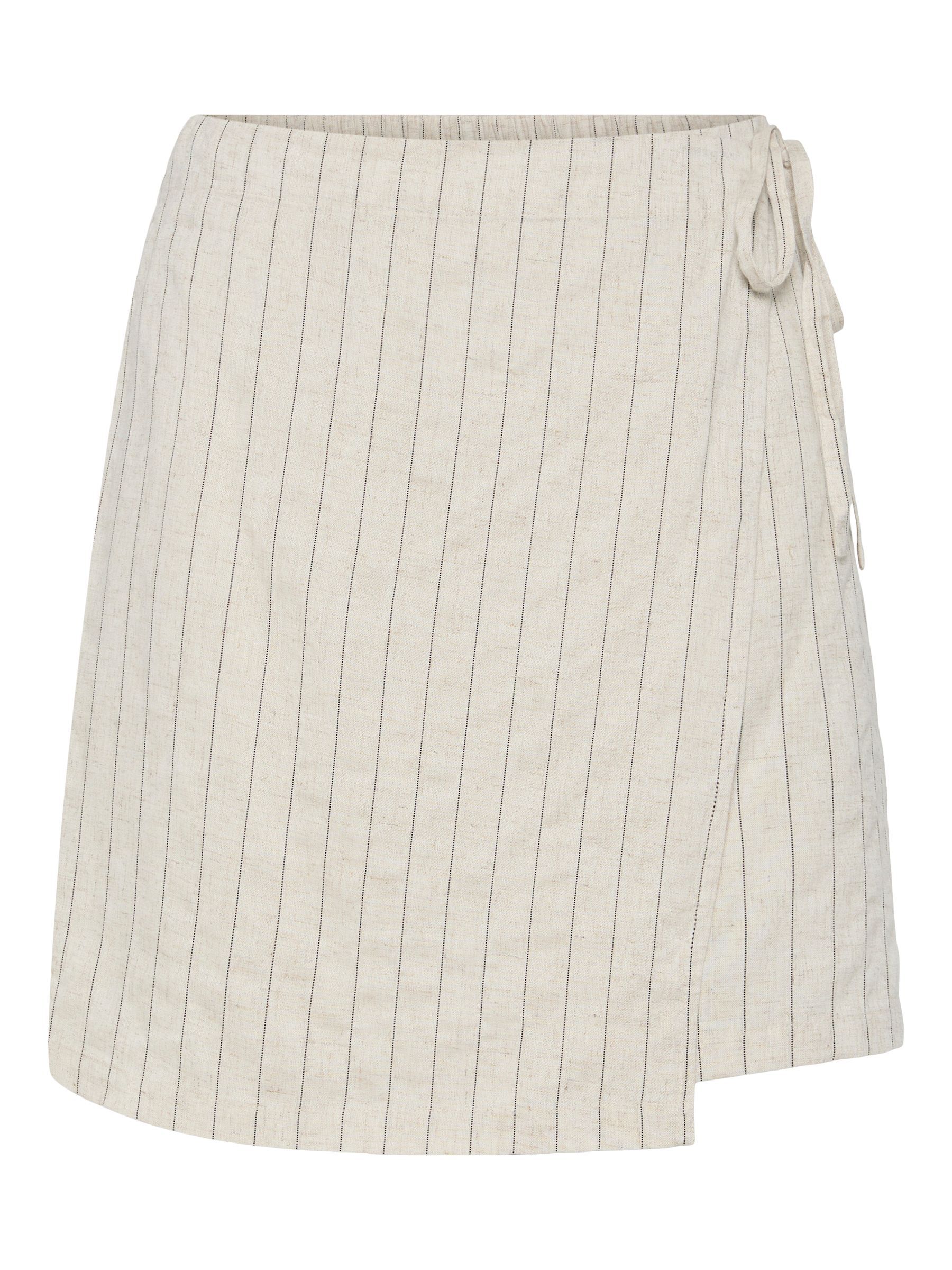 PCPIA MINI LINEN BLEND WRAP SKIRT | Grey | PIECES® Ireland