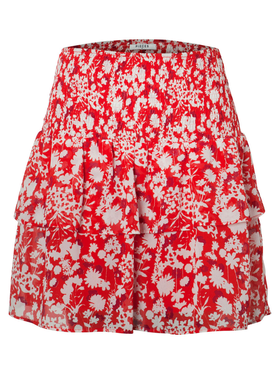 Pieces PRINTED FRILL SKIRT, Flame Scarlet, highres - 17094536_FlameScarlet_667033_001.jpg