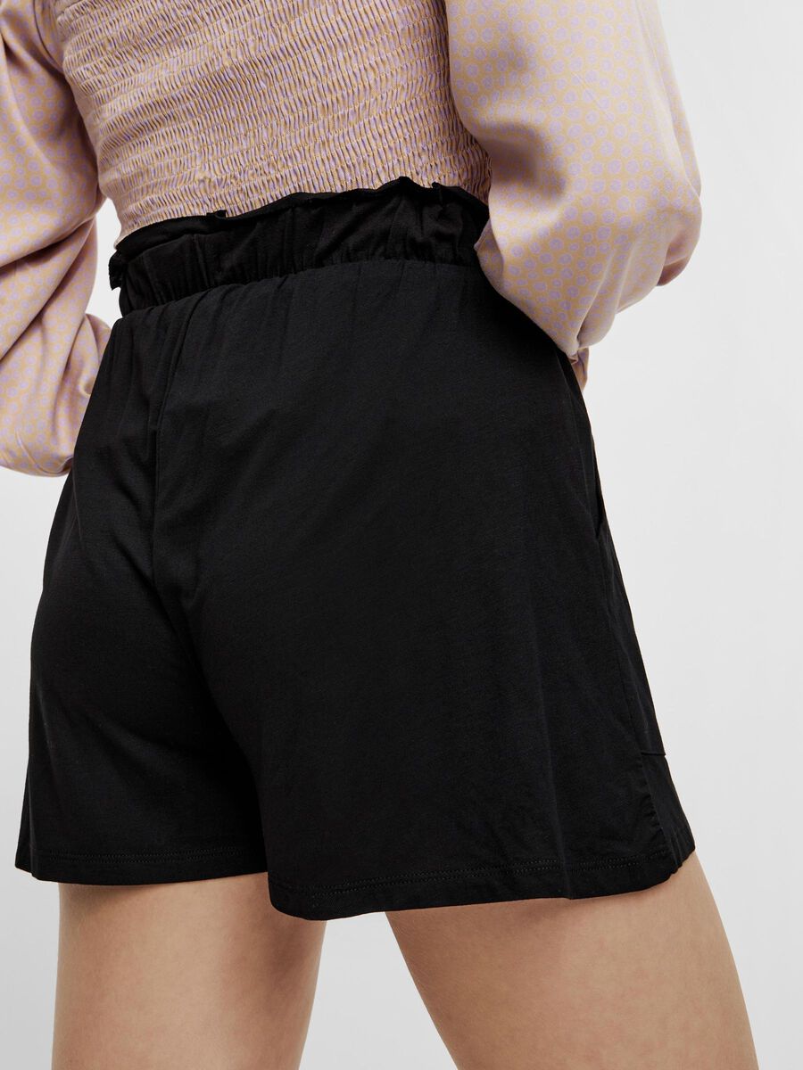 black ruched shorts