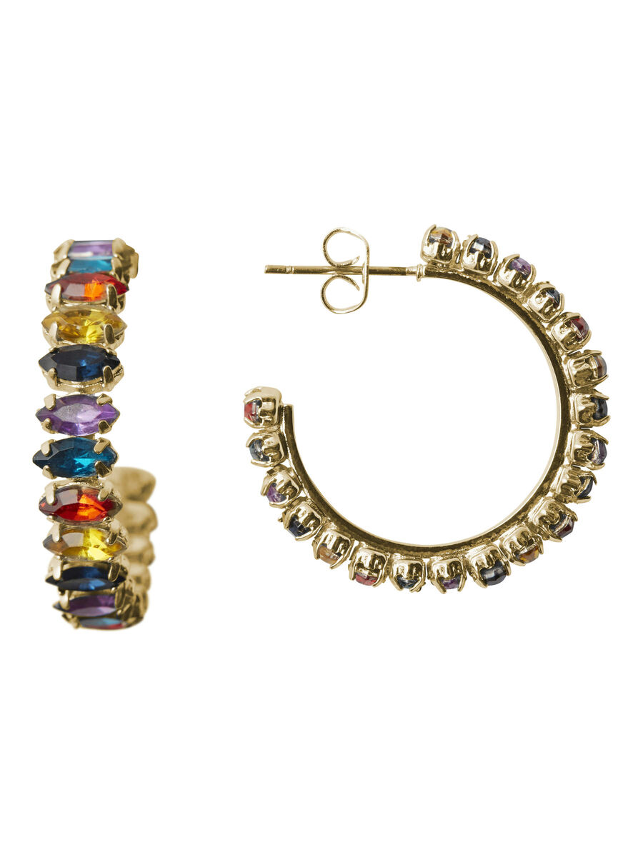 Pieces COLOURFUL CRYSTAL HOOP EARRINGS, Gold Colour, highres - 17100405_GoldColour_723095_001.jpg