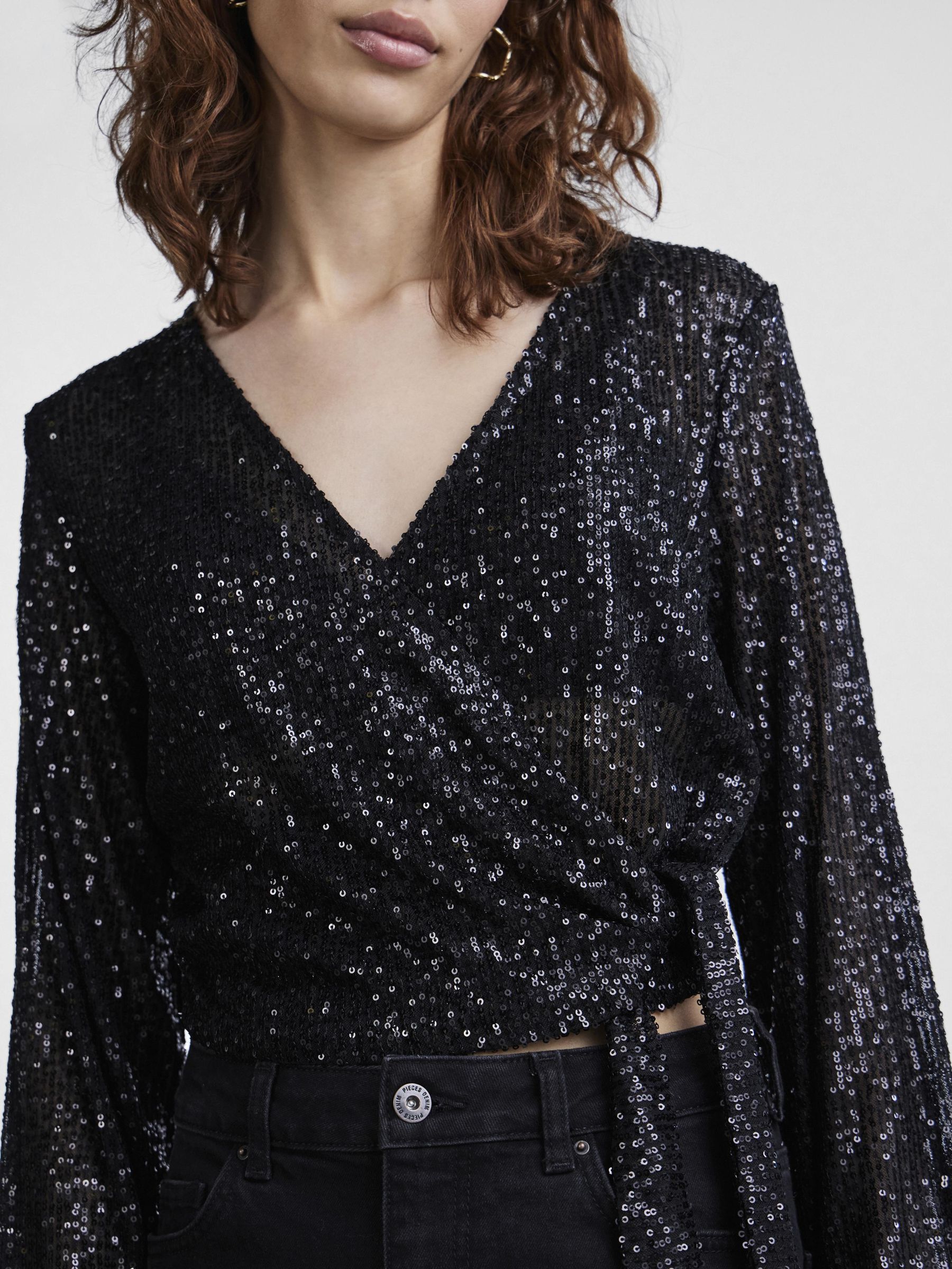 Lipsy sequin wrap blouse shop