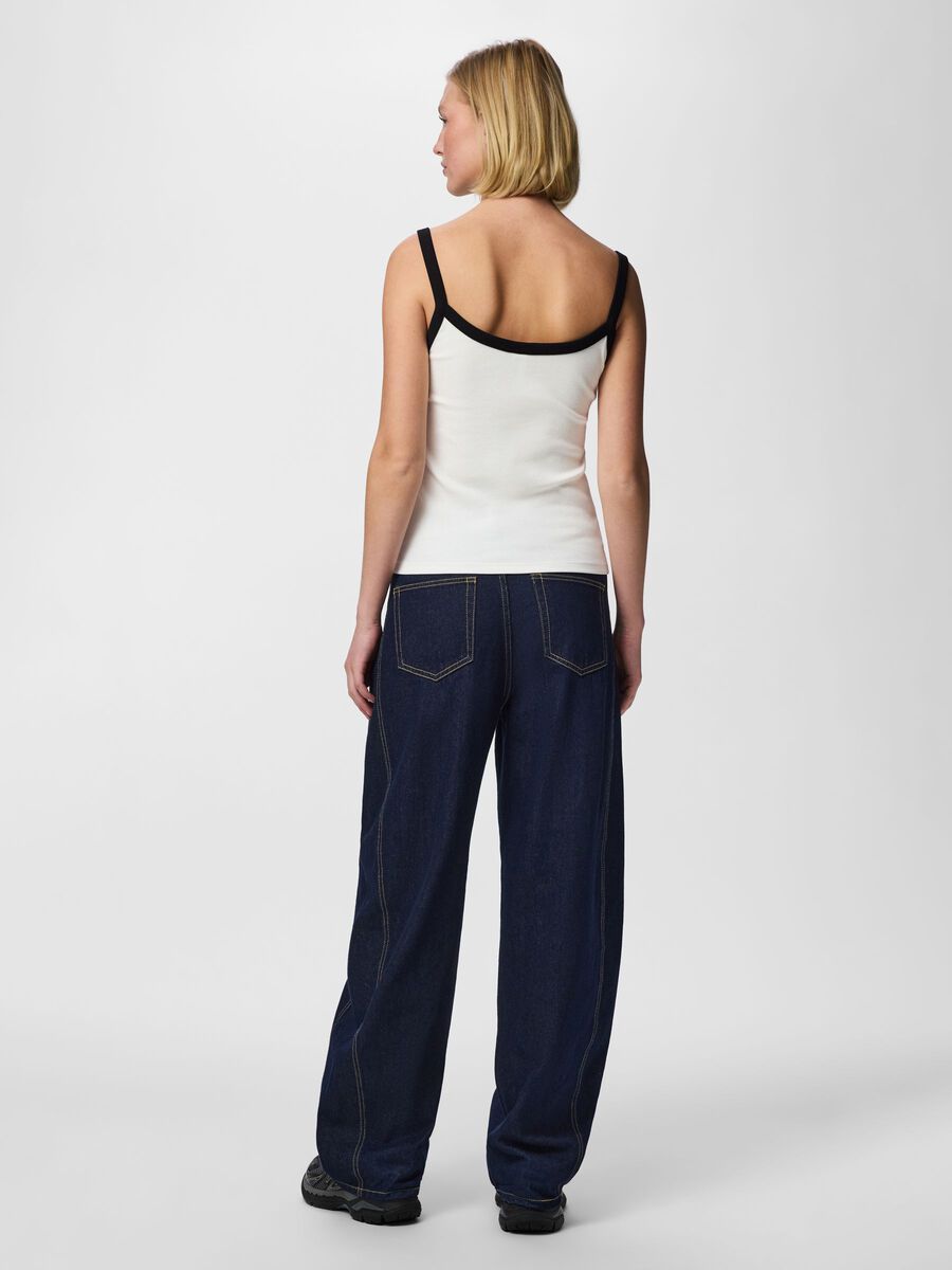 Product carousel image - PCMAY RIBBED STRAP TOP, Bright White | 2