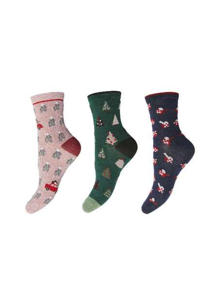Pieces PCALLO - LOT DE 3 CHAUSSETTES, Evergreen, highres - 17132838_Evergreen_994044_001.jpg