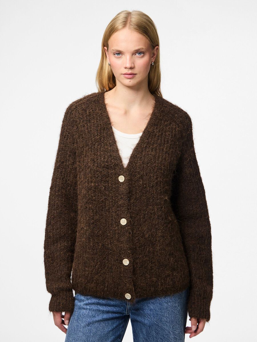 Carousel image - PCCLEO KNITTED CARDIGAN, Hot Fudge | 1
