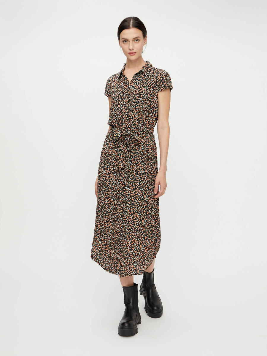 Pieces MI-LONGUE IMPRIMÉE ROBE-CHEMISE, Black, highres - 17101238_Black_846033_003.jpg