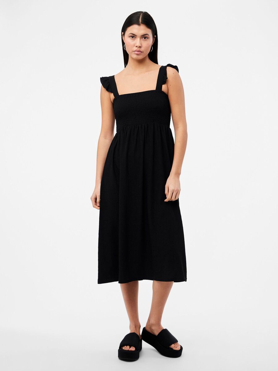 Pieces PCLUNA SMOCK MIDI DRESS, Black, highres - 17147176_Black_003.jpg