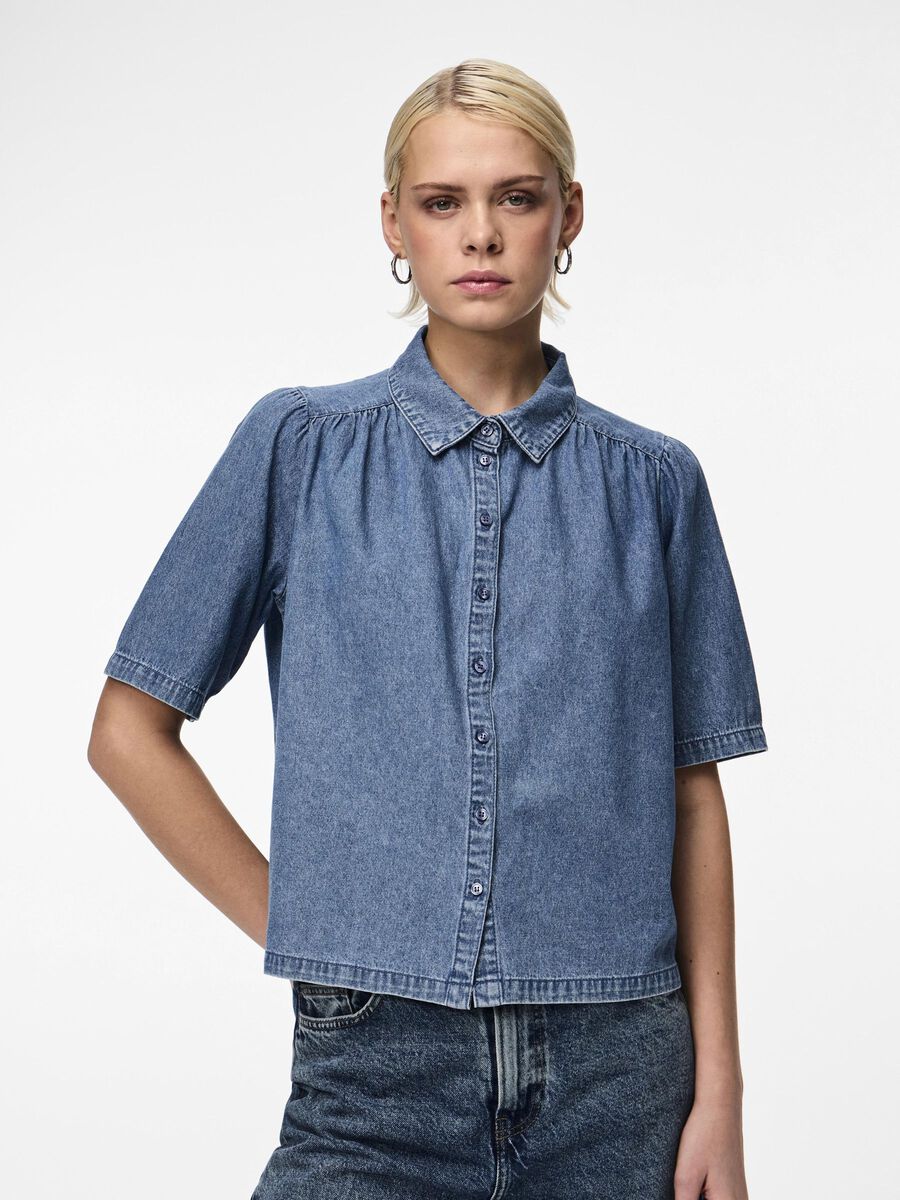 Pieces PCMAG DENIM SHIRT, Medium Blue Denim, highres - 17147287_MediumBlueDenim_003.jpg