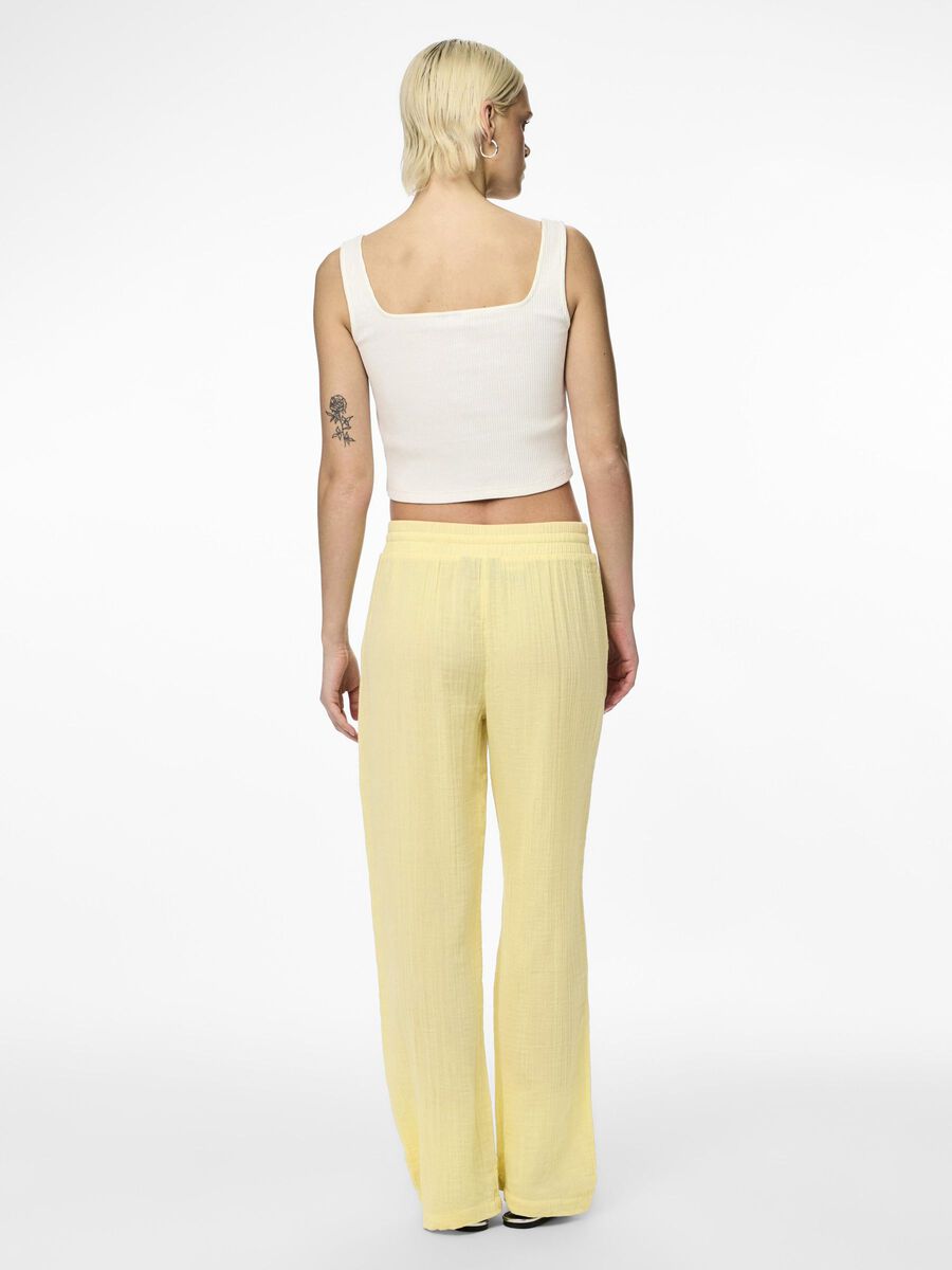 Pieces PCKIARA WIDE-LEG TROUSERS, Mellow Yellow, highres - 17139565_MellowYellow_004.jpg