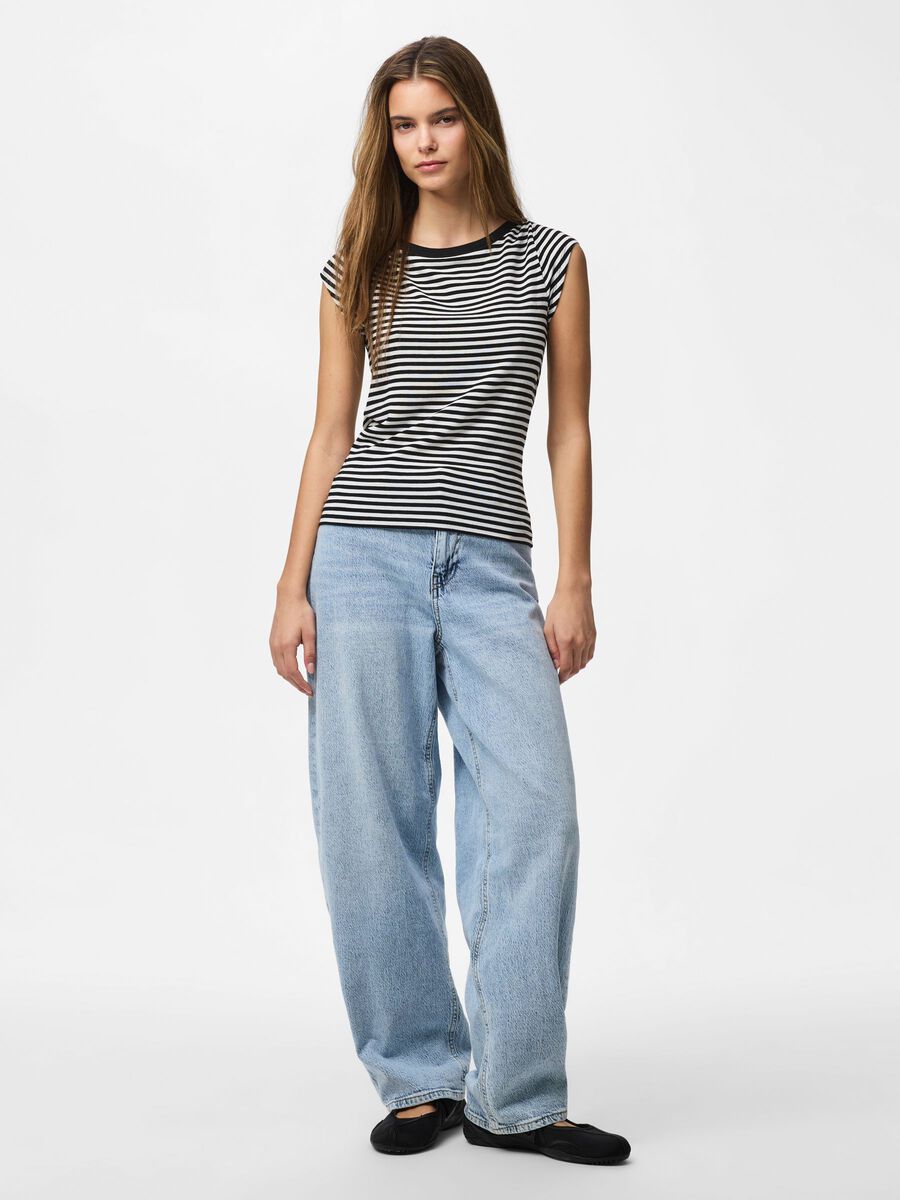 Product carousel image - PCSOF BOATNECK CAP SLEEVE TOP, Black | 1