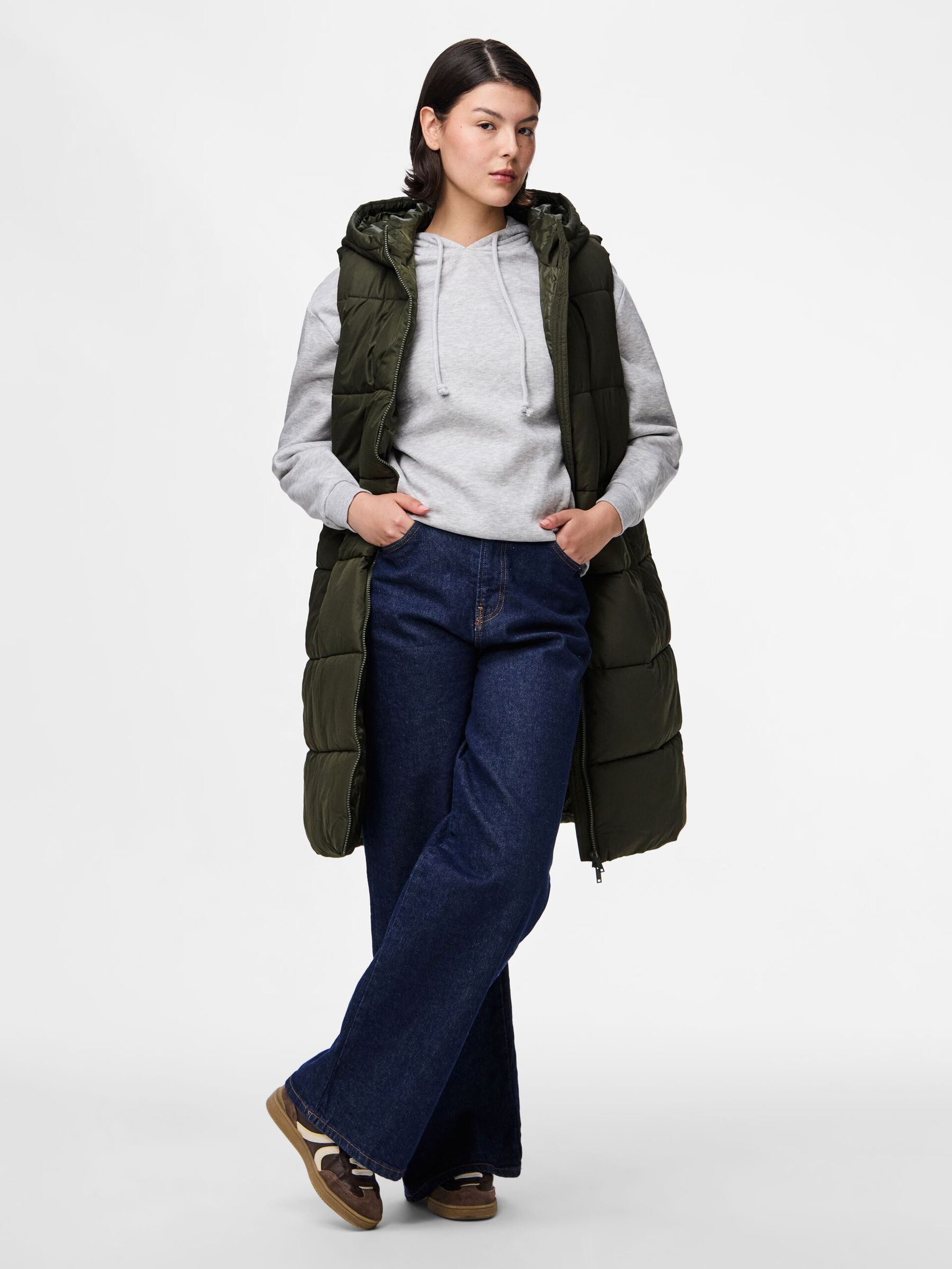 Carousel image - PCBEE LONG PADDED GILET, Forest Night | 3