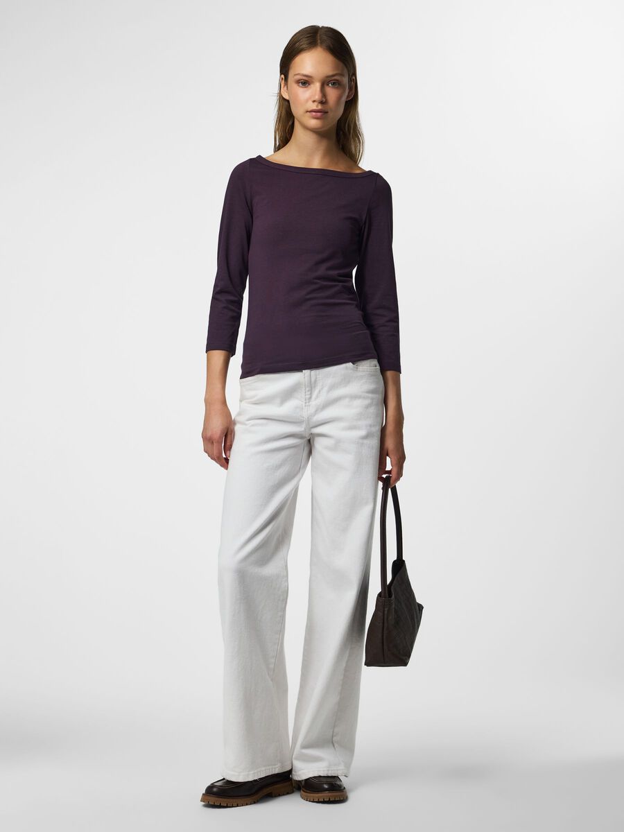 Carousel image 5 PCPHOEBE BOATNECK 3/4 SLEEVED TOP, Plum Perfect