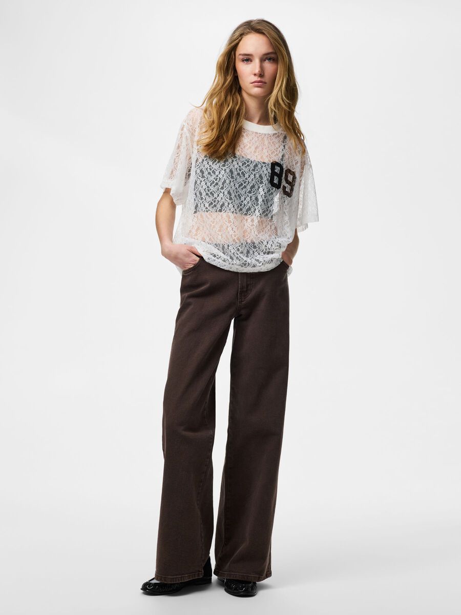 Product carousel image - PCFLACY BOXY LACE  T-SHIRT, Bright White | 1