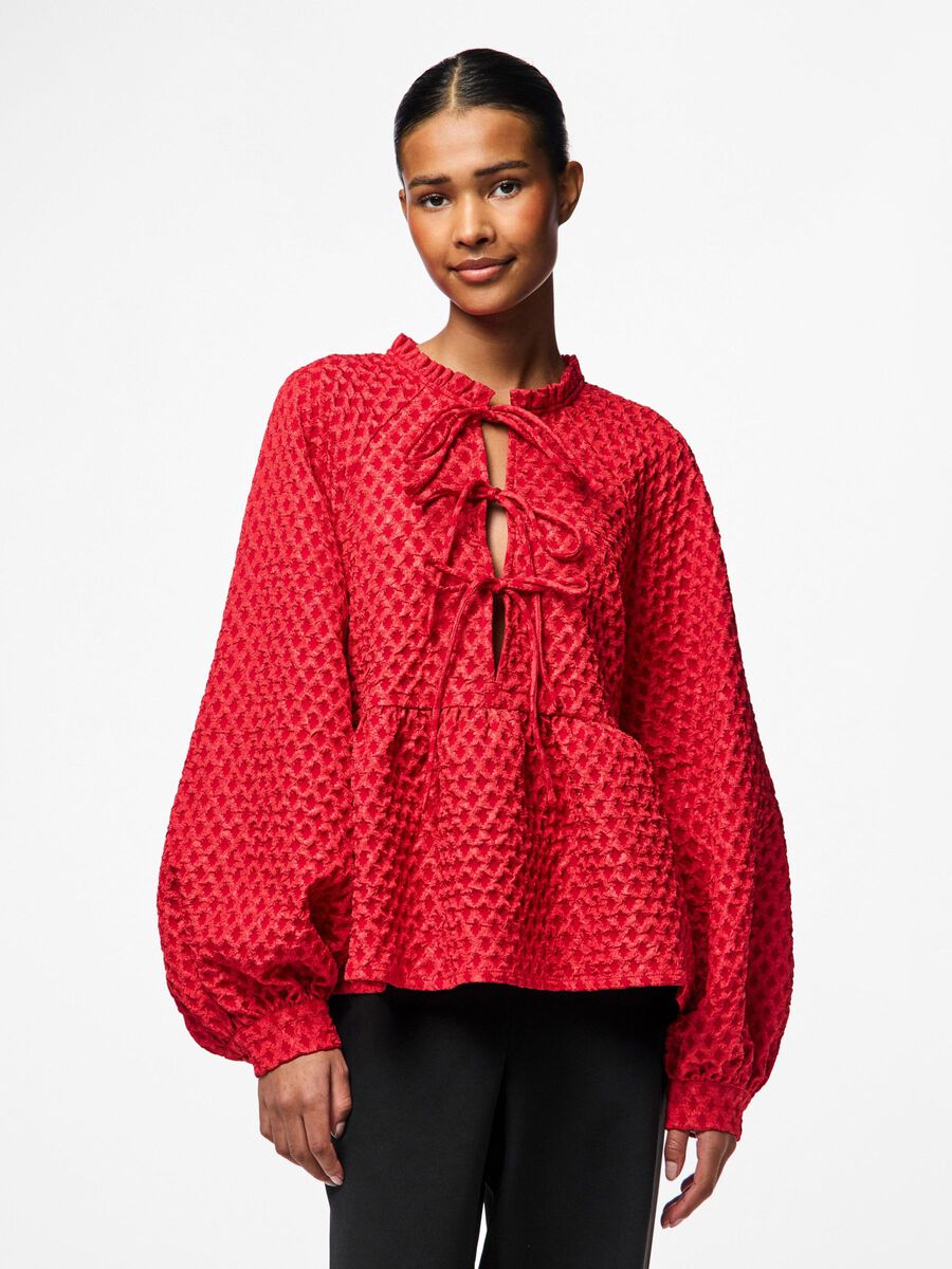 Pieces PCNIBE SHIRT MET LANGE MOUWEN, High Risk Red, highres - 17149864_HighRiskRed_003.jpg