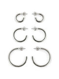 Pieces 3-PACK HOOP EARRINGS, Silver Colour, highres - 17100473_SilverColour_001.jpg