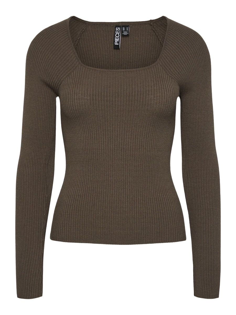 Pieces PCKALU LONG SLEEVED TOP, Morel, highres - 17144890_Morel_001.jpg