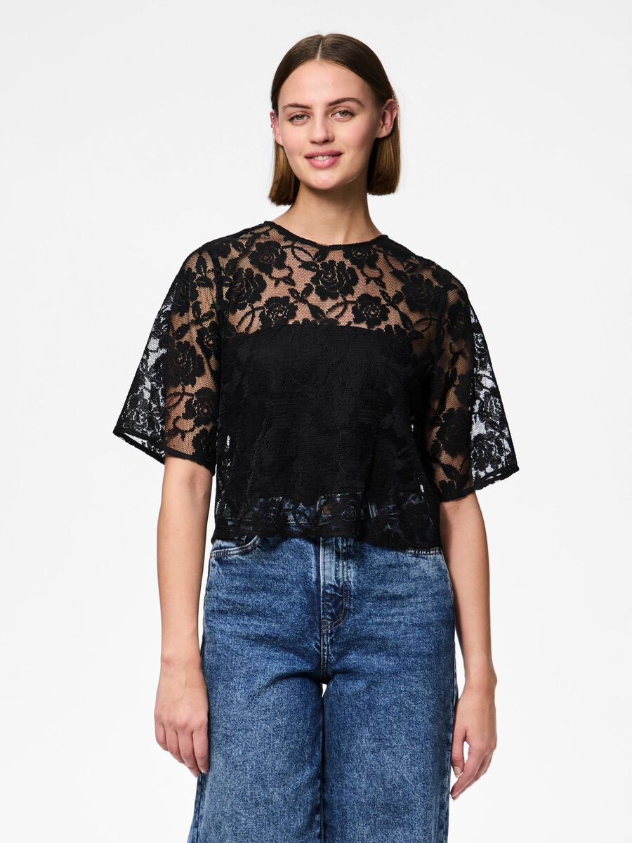 Pieces PCNAVI BLONDE BLUSE MED 2/4-ÆRMER, Black, highres - 17160176_Black_003.jpg