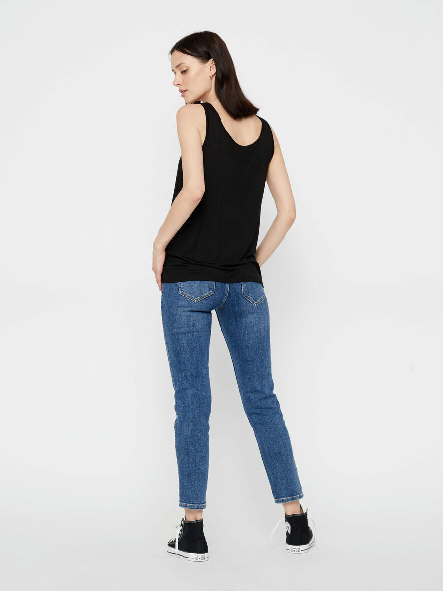 Pieces VISCOSE-BLEND TANK TOP, Black, highres - 17101076_Black_004.jpg