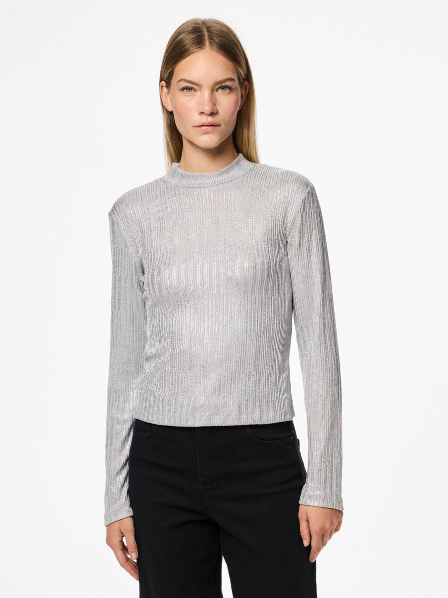Pieces PCROCKY LONG SLEEVED TOP, Silver, highres - 17153603_Silver_003.jpg