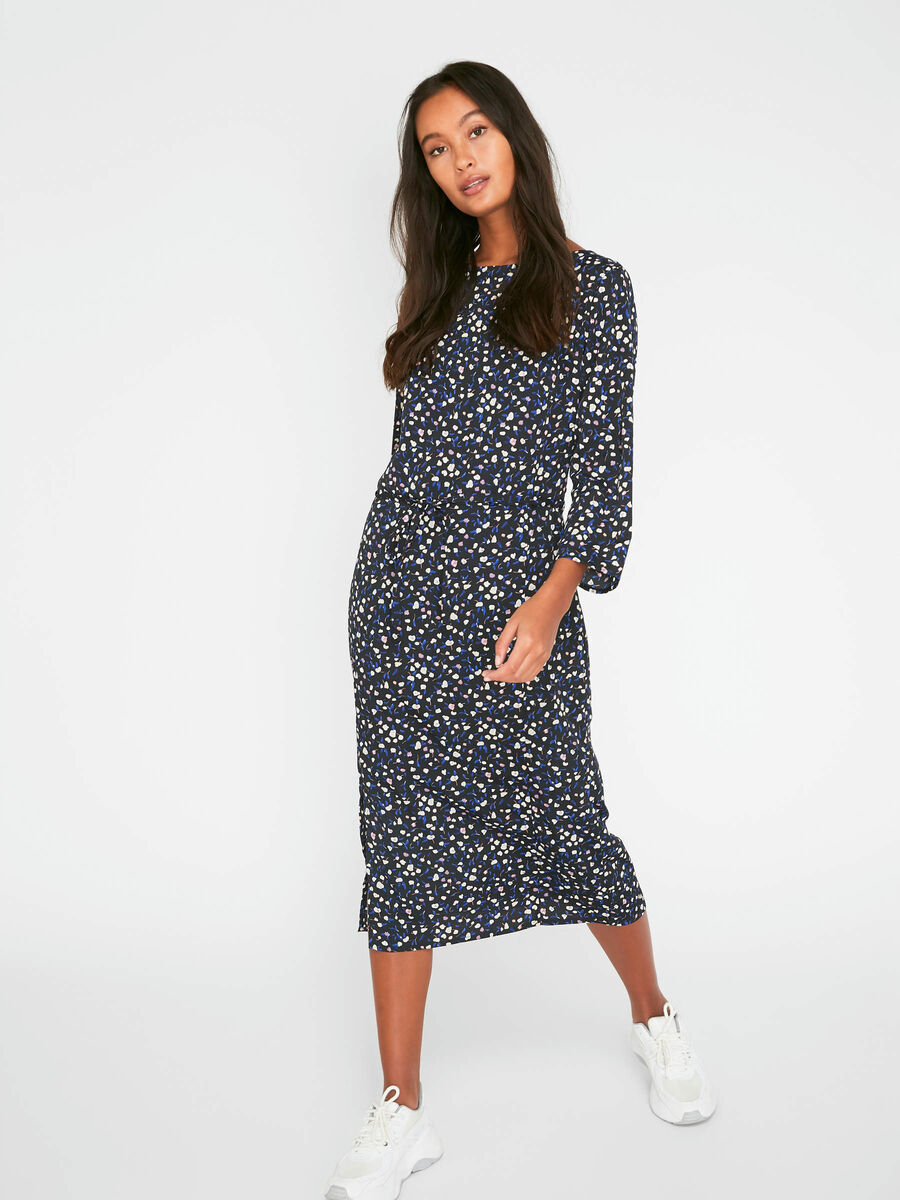 Pieces MI-LONGUE FLEURIE ROBE, Black, highres - 17095445_Black_676613_003.jpg