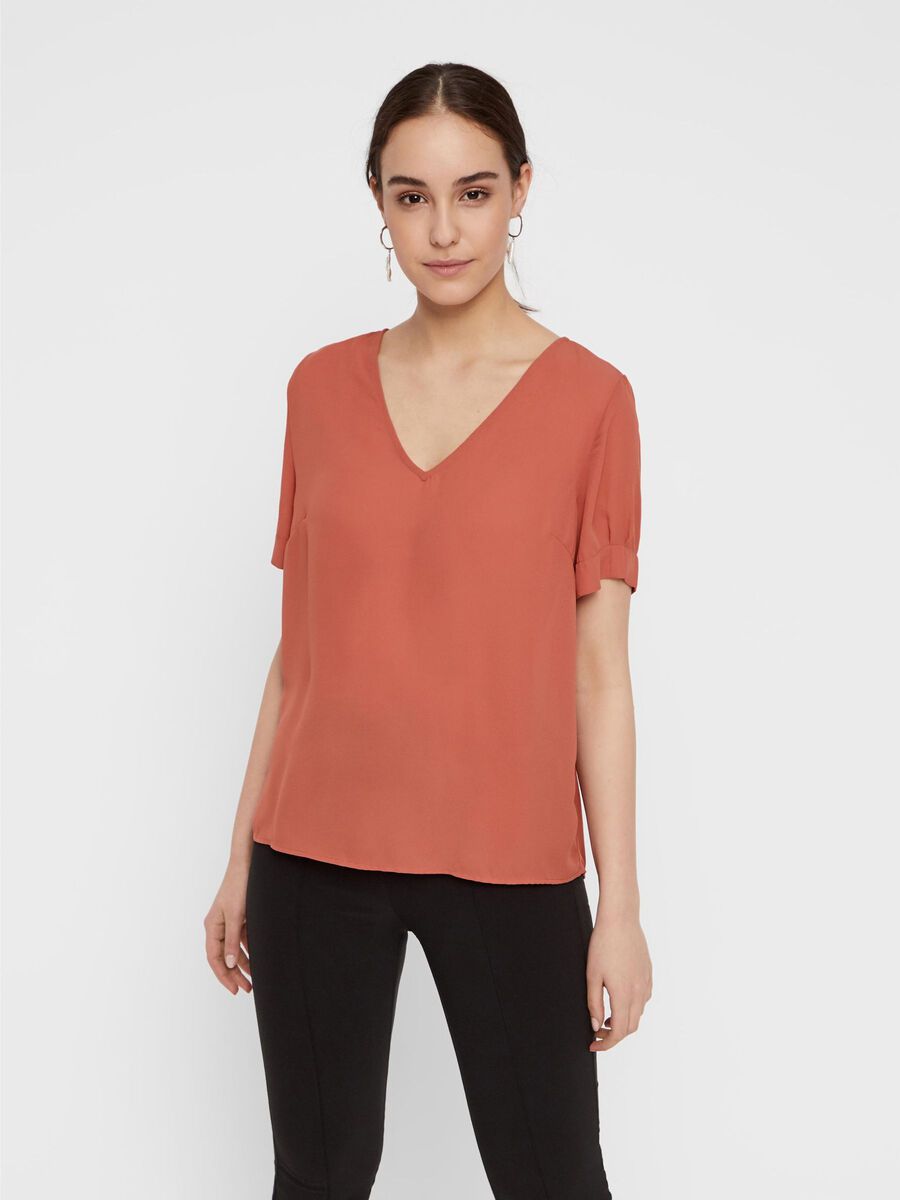 Pieces V-HALS BLOUSE, Redwood, highres - 17094962_Redwood_003.jpg