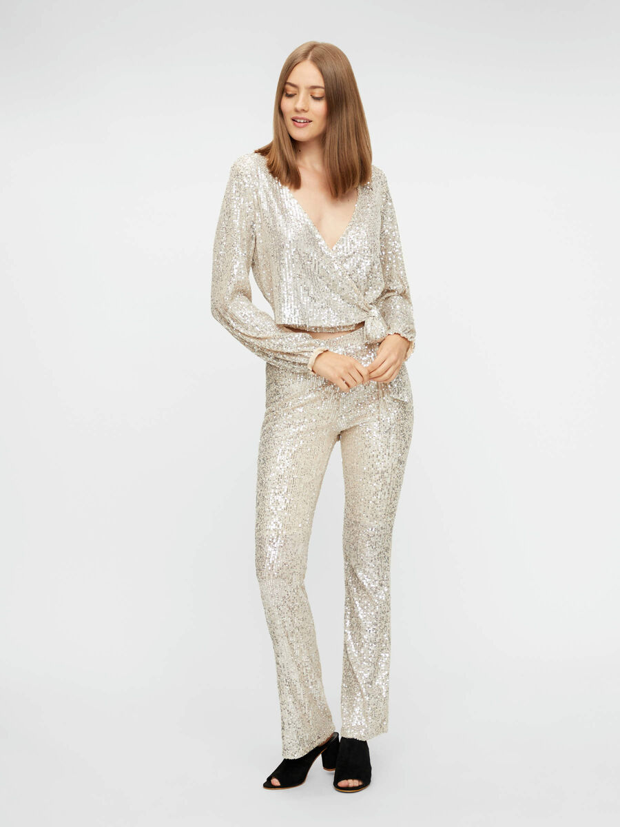 Pieces PCDELPHIA FLARED TROUSERS, Silver, highres - 17109437_Silver_005.jpg
