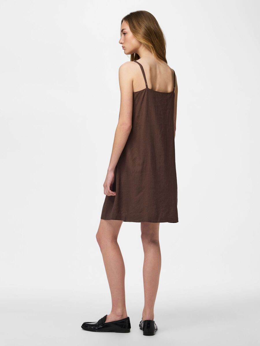 Product carousel image - PCPIA STRAP LINEN BLEND MINI DRESS, Coffee Quartz | 2