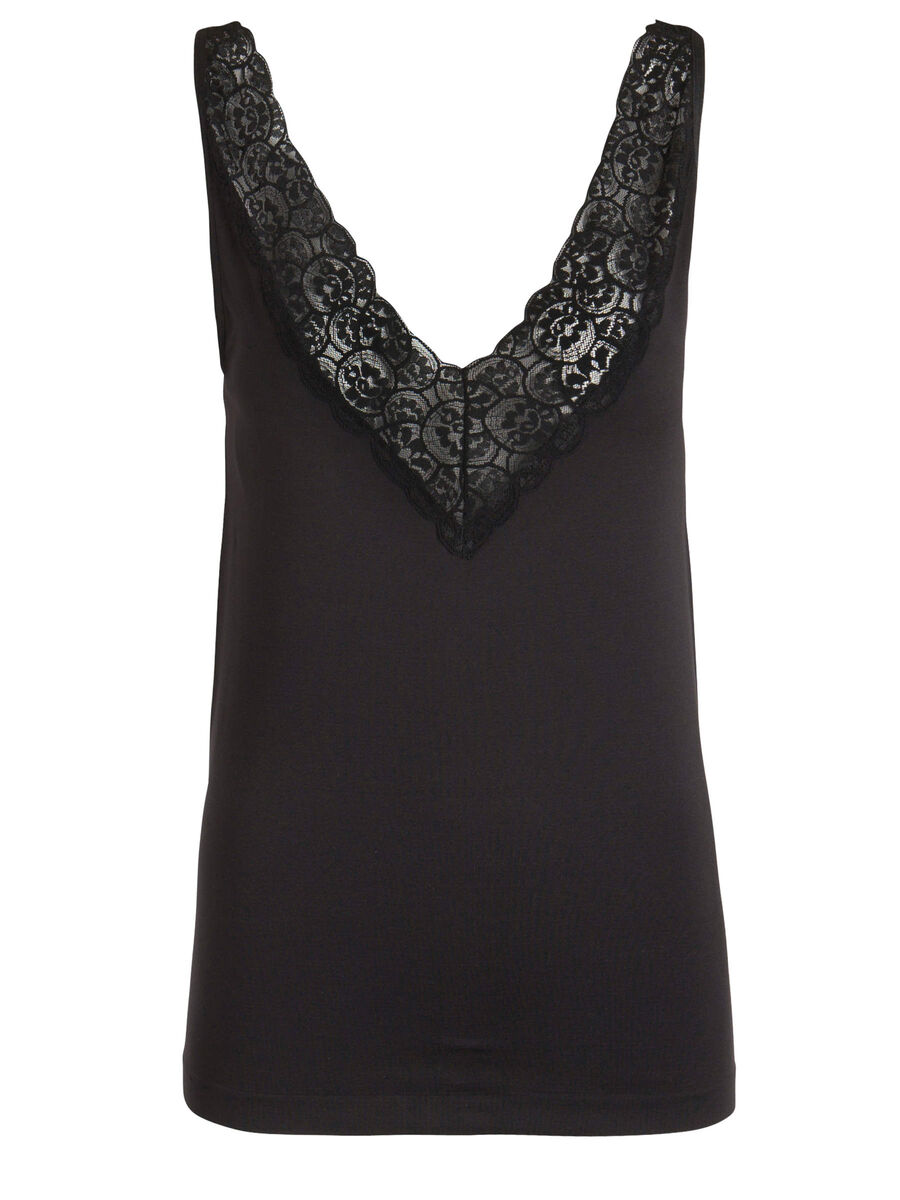 Pieces LACE SLEEVELESS TOP, Black, highres - 17072178_Black_001.jpg