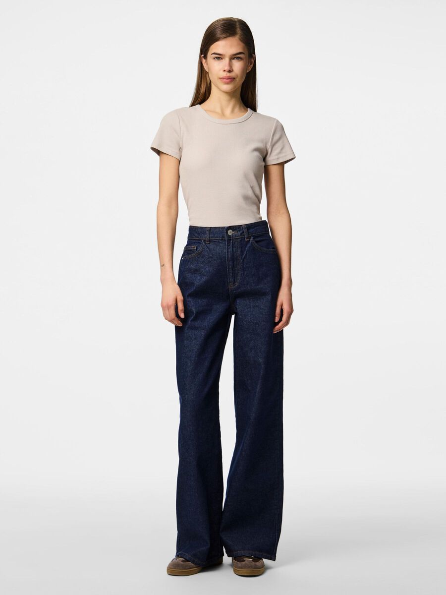 Pieces PCSELMA HW WIDE FIT JEANS, Dark Blue Denim, highres - 17151209_DarkBlueDenim_005.jpg
