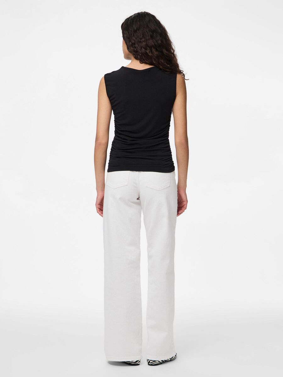 Pieces PCMADISON RUCHING SLEEVELESS TOP, Black, highres - 17154655_Black_004.jpg