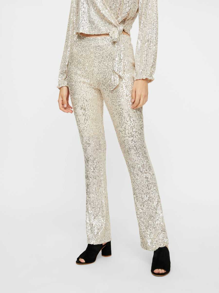 FLARED BROEK (Silver) | Pieces®