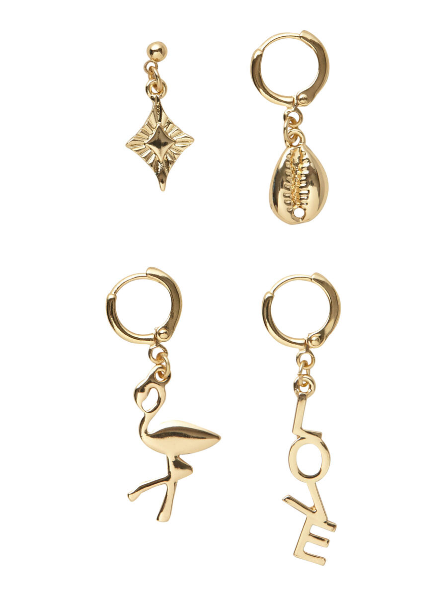 Pieces 4-PACK EARRINGS, Gold Colour, highres - 17098717_GoldColour_001.jpg