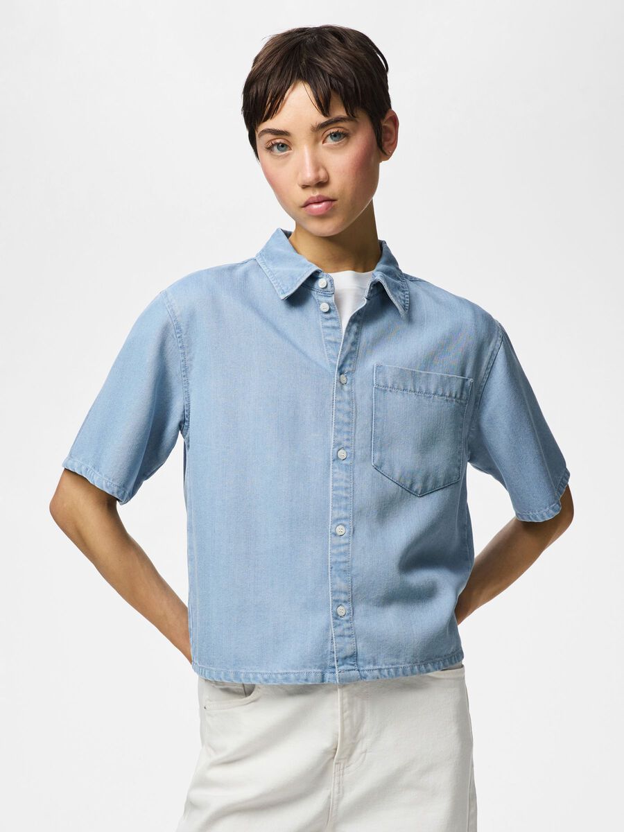 Product carousel image - PCSMIDI  DENIM SHIRT, Light Blue Denim | 1