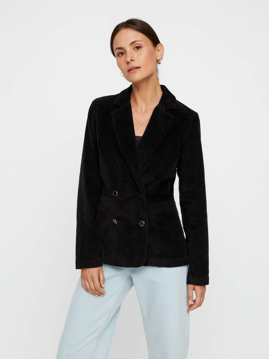 Pieces DOUBLE BOUTONNAGE VELOURS CÔTELÉ BLAZER, Black, highres - 17100002_Black_003.jpg