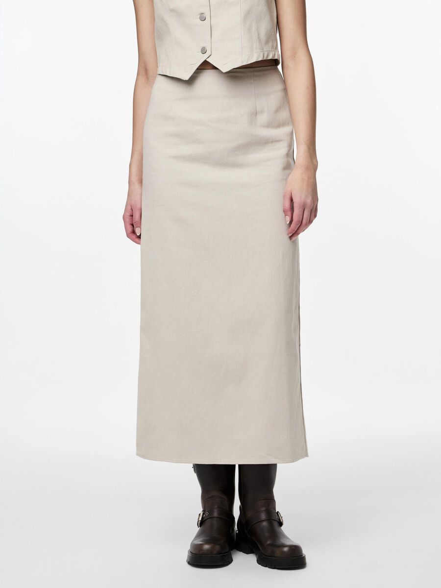 Pieces PCMILLE MIDI SKIRT, White Asparagus, highres - 17152550_WhiteAsparagus_003.jpg