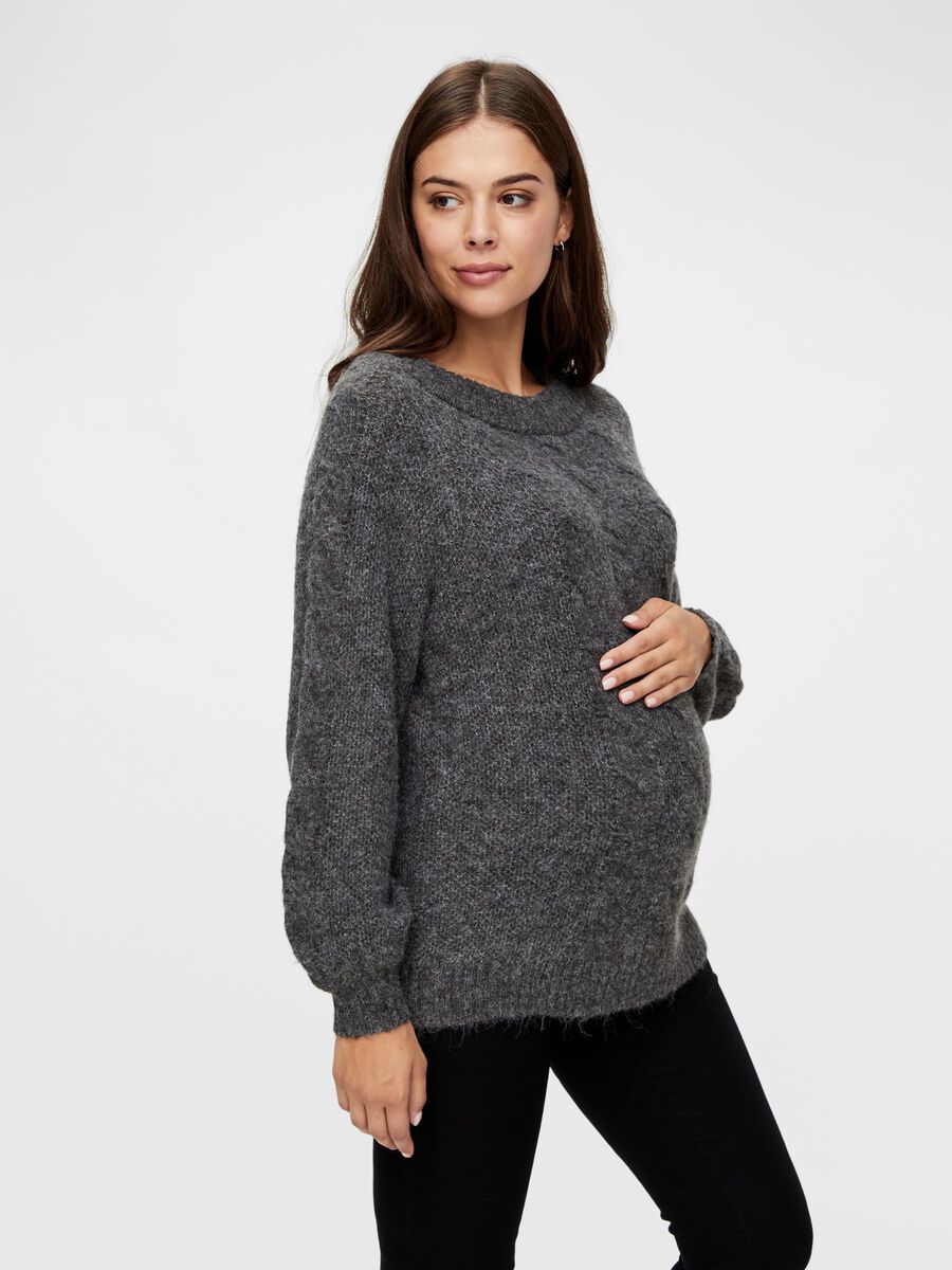 Mama.licious PULL-OVERS COL BATEAU PULL EN MAILLE, Dark Grey Melange, highres - 20012151_DarkGreyMelange_818153_003.jpg