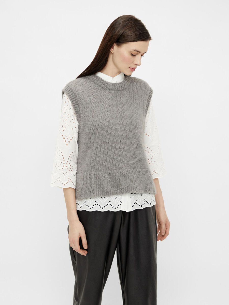 Pieces STRIKKET VEST, Medium Grey Melange, highres - 17112917_MediumGreyMelange_003.jpg
