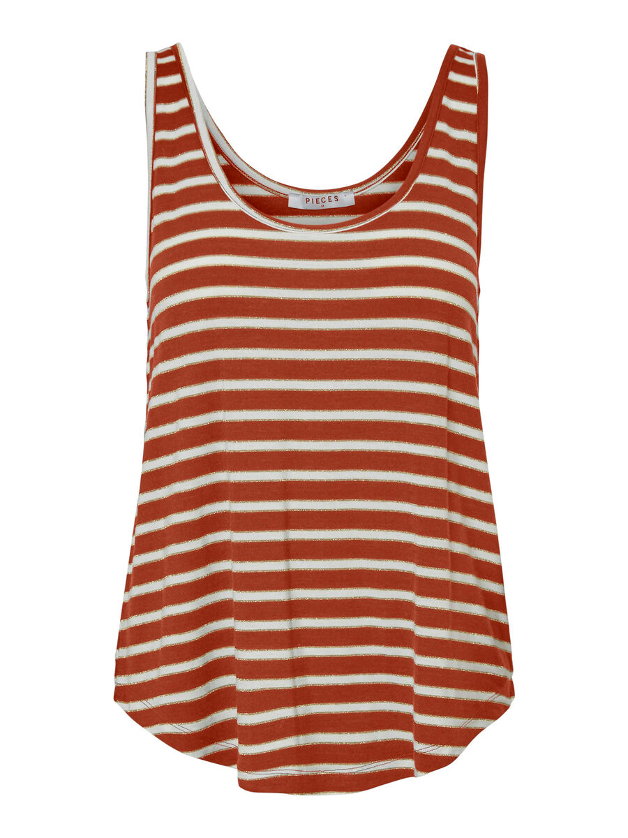 Pieces STRIPED LUREX SLEEVELESS TOP, Picante, highres - 17100487_Picante_723605_001.jpg