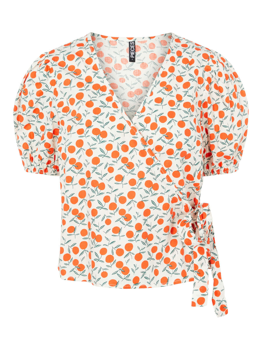 Product carousel image 2 PCFRUIT WRAP BLOUSE, Bright White