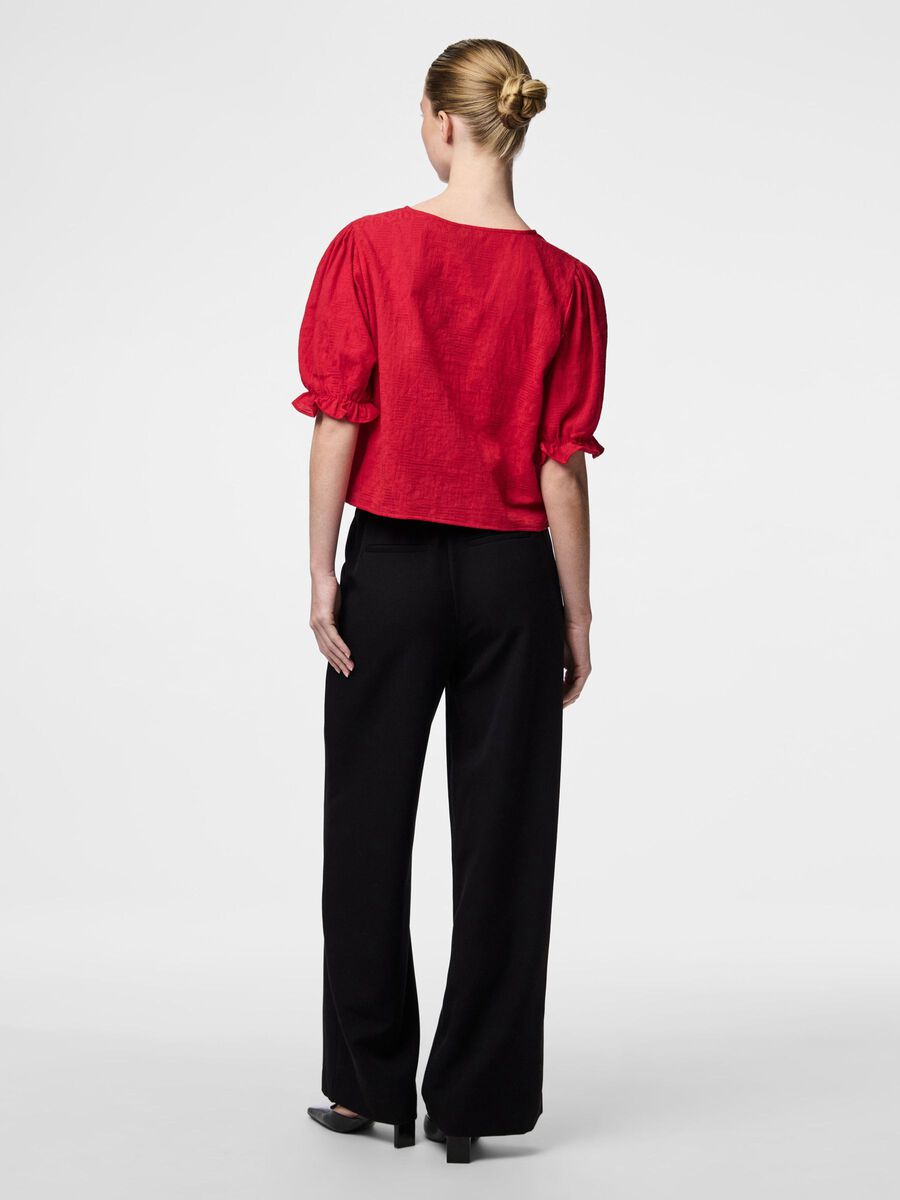 Pieces PCRILEY TIE SHORT SLEEVED TOP, High Risk Red, highres - 17156541_HighRiskRed_004.jpg