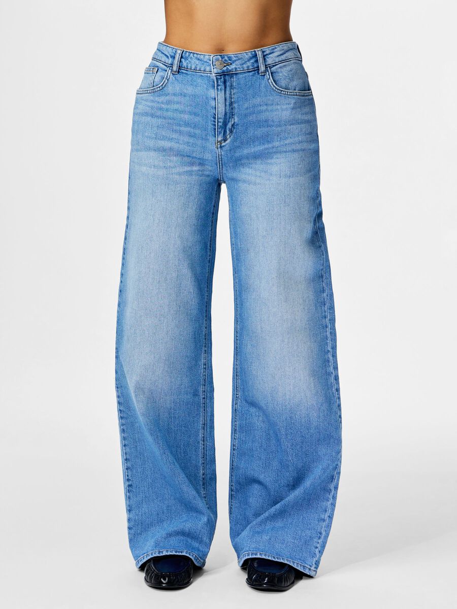Product carousel image - PCSILKE MW WIDE LEG JEANS, Light Blue Denim | 1