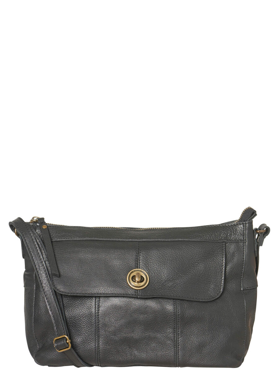 Pieces SOLID LEATHER CROSSBODY BAG, Black, highres - 17087079_Black_001.jpg