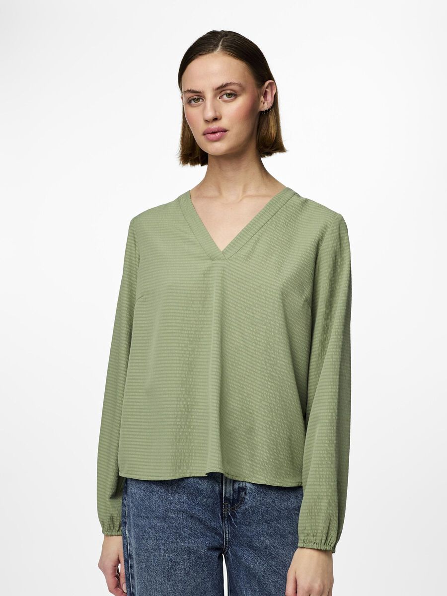 Pieces PCSIENNA BLOUSE, Hedge Green, highres - 17149322_HedgeGreen_003.jpg
